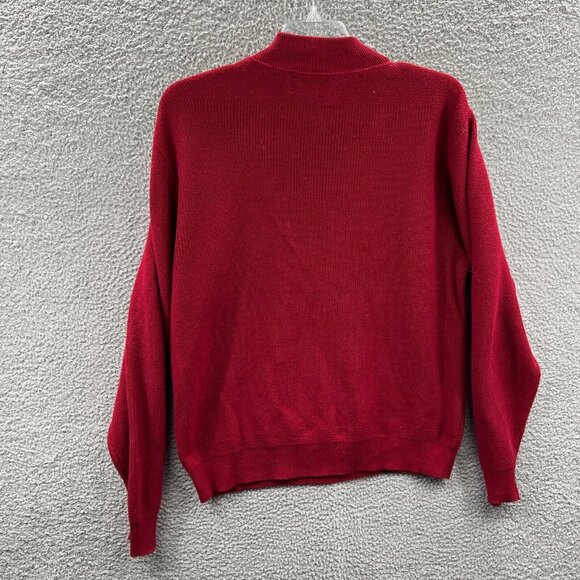 Lands End Mens Sweater Large Red Cotton Henley Button Collar Chunky Knit USA‎ - Picture 2 of 11